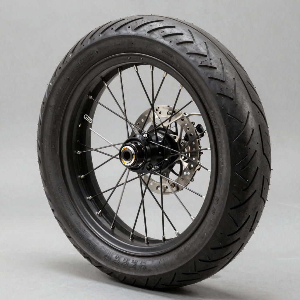 Engaging image of a 120/90-18 front motorcycle tire