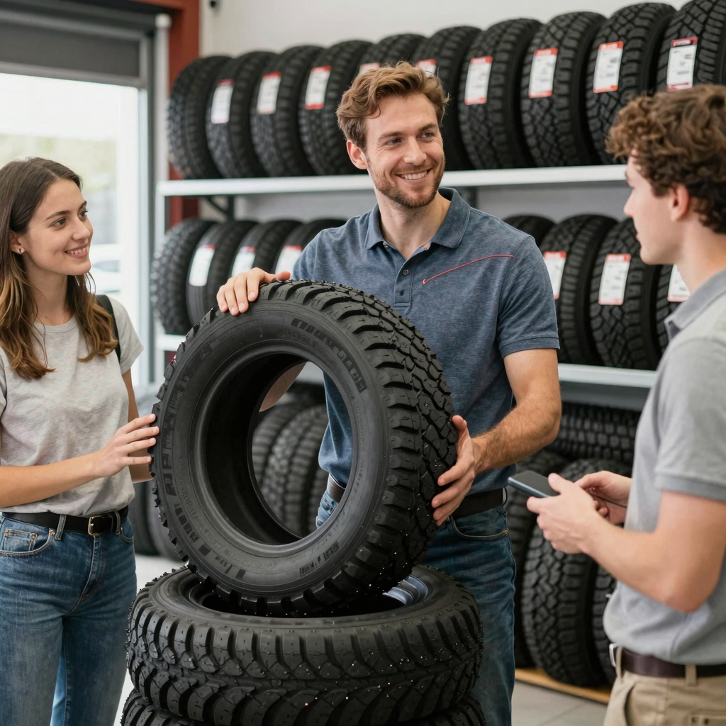 Business Owner Showcasing 3.50-19 Tire