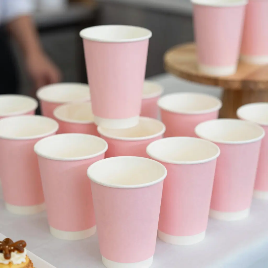 Light Pink Disposable Paper Cups